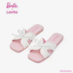 Barbie™ X Lovito Sandálias Rasteiras Casuais Rosa Em Pu Estilo Coreano Para Mulheres LBL5AD040