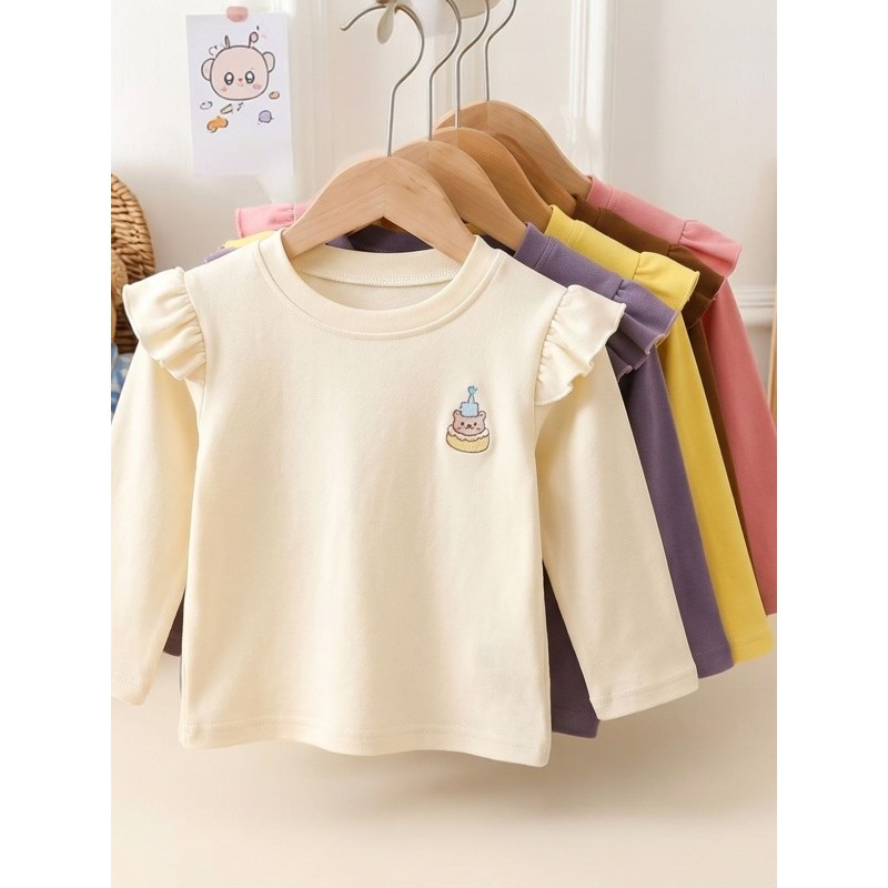 Meninas alemão veludo quente manga comprida camiseta bebê primavera outono inverno bonito dos desenhos animados camisa d