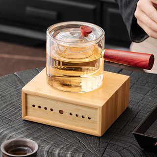 Vela chá quente cozido Base de chá grelhado conjunto de chá de bambu fogão de chá com castiçal estilo japonês flor chá c