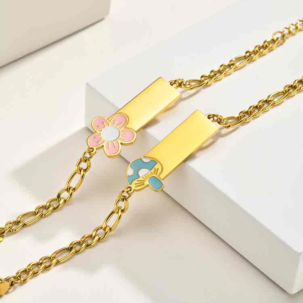 Vnox Pulseira Infantil Personalizada Gratuita, De Aço Inoxidável, Presente Fofo De Dia Das Crianças Para Meninas E Men · foto 2