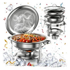 Rechaud Redondo 6 L Aço Inoxricho Comida Banho Maria Buffet silver