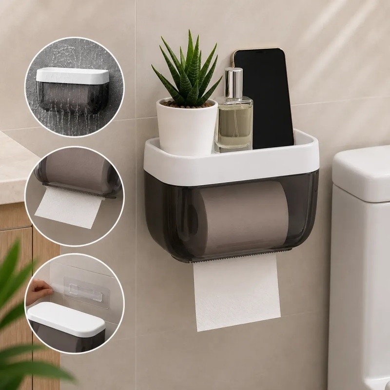Suporte Papel Higienico De Parede Multiuso Sem Furo Banheiro Pet