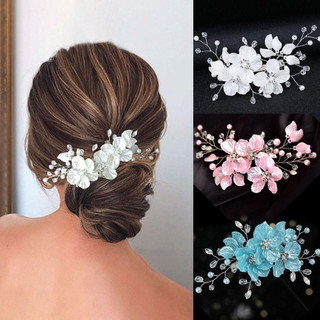 Presilha de cabelo com flores, presilha requintada incrustada com cristais, adequada para noivas, acessório de cabelo fl