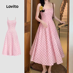Lovito Vestido Elegante Com Babados No Acabamento Padrão Floral Rosa Feminino DRB199P2D621