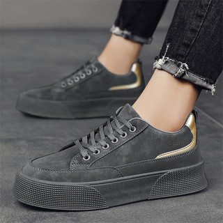 Masculino cinza dourado costurado com sola grossa e cadarço Casual Sne