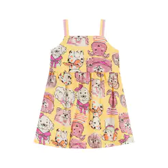 Vestido Infantil Menina Cachorrinhos Elian Amarelo