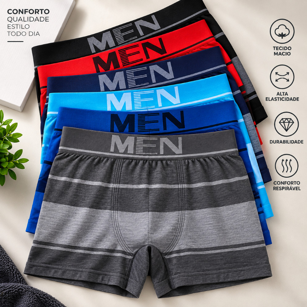 Kit Até 10 Cuecas Boxer Masculina Microfibra Confortável Elástica Cós Reforçado Atacado
