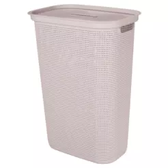Cesto Roupas Sujas Multiuso Tampa Alça Casa Lavanderia Tear Branco 40l Plasútil
