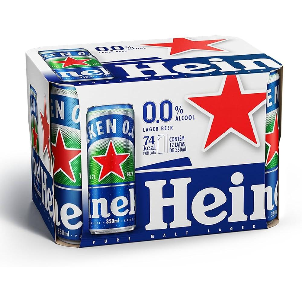 Kit com 12 Cervejas Heineken Zero Álcool Lata 350 ml