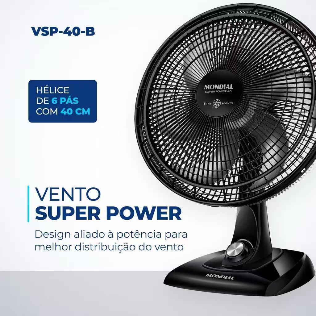 Ventilador de Mesa Prime Air Maxx Force 60W 6 Pás Potente e Silencioso AVTE01