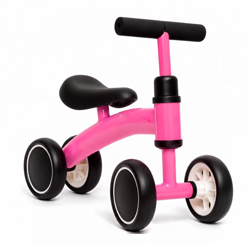 Bicicleta de Equilíbrio Infantil Sem Pedal 4 Rodas com Assento Anatômico e Guidão com Limitador de G