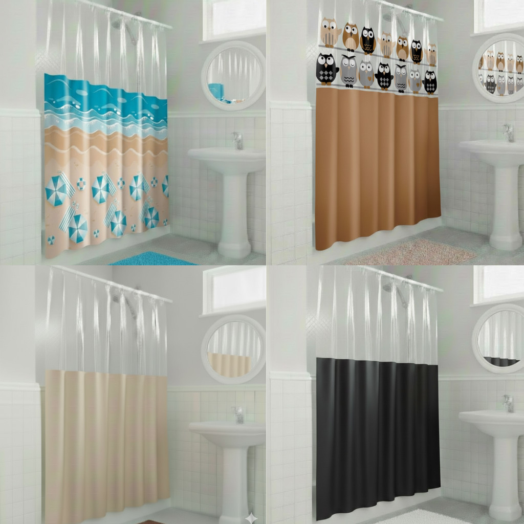 Cortina para Box BanheirO Vinil PVC  com Visor Anti Mofo Impermeável  Ganchos Cortina Box Resistente