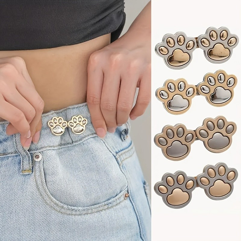 1 Peça - 4 Peças Cinto de Pata de Gato Fofo Ajustável com Fivela de Cintura Removível e Botão de Fixação para Jeans Sem