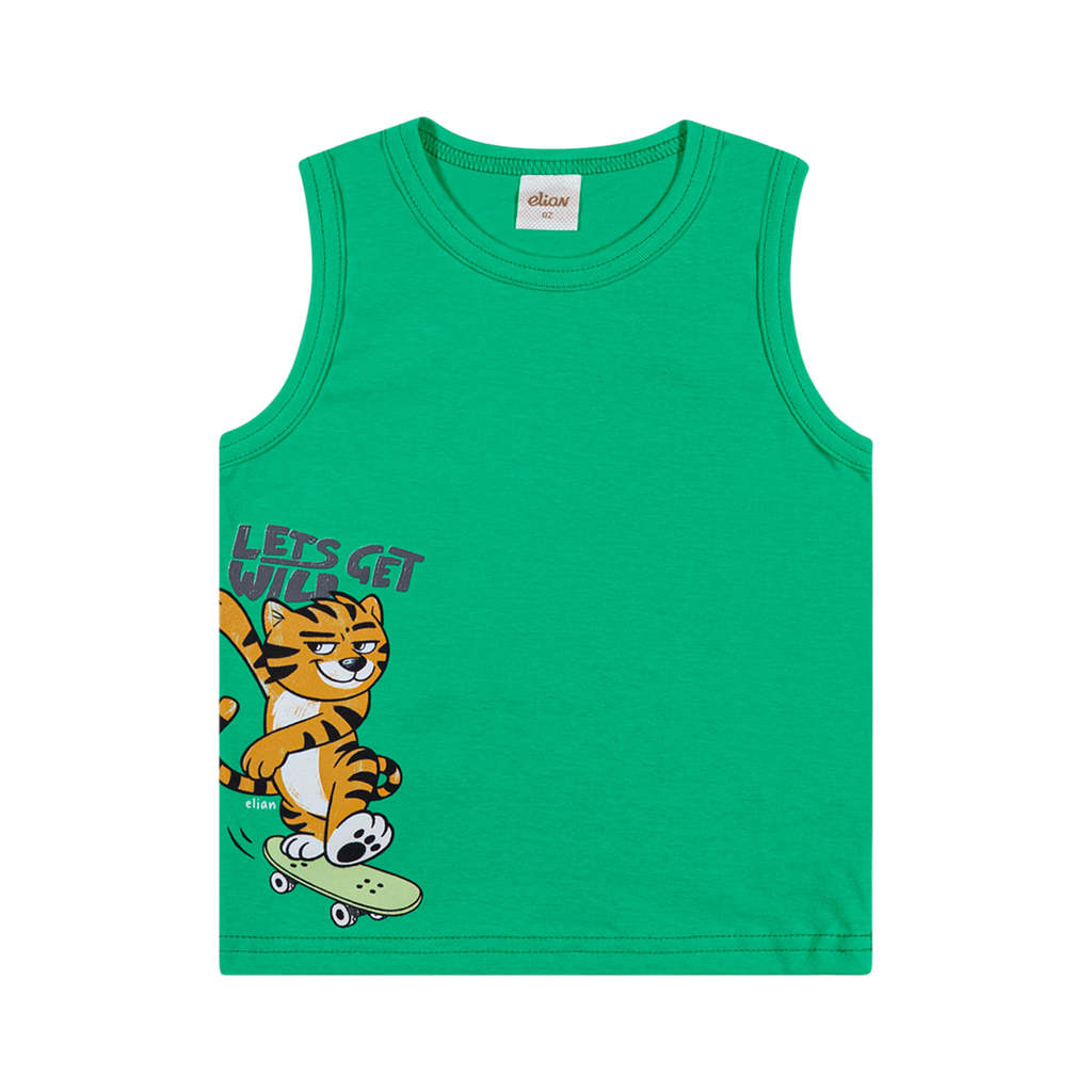 Regata Infantil Menino Estampa Tigre Elian Verde