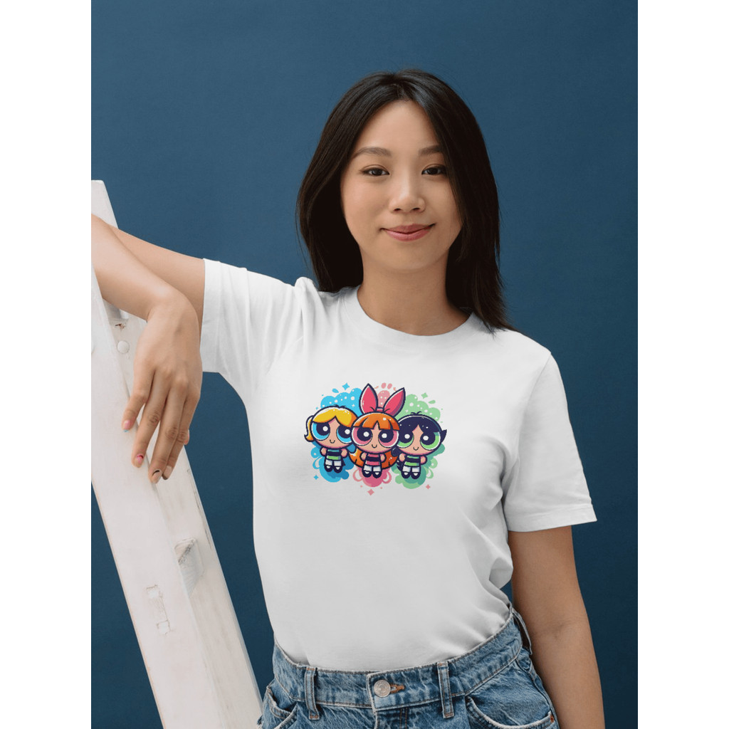 [Camiseta Premium em Algodão Puro]BOW Camiseta Poderosas Super Meninas Lindinha Florzinha Docinho Anime Japão Mangá 100%