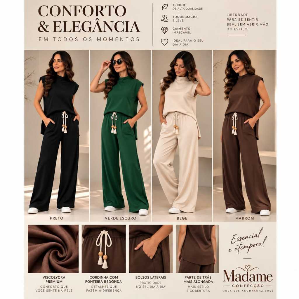 Conjunto Feminino em Suédine – Conforto, Elegância e Estilo para mulheres de bom gosto