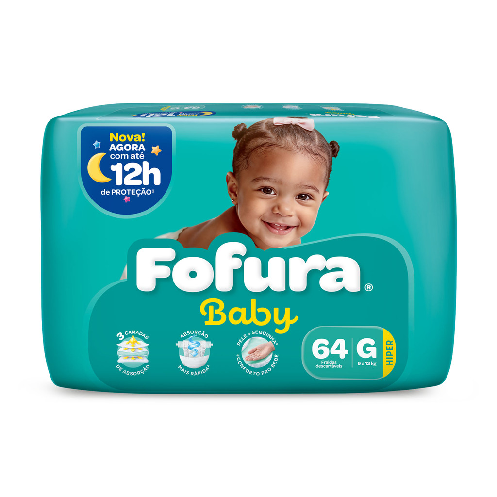 Fralda Descartável Fofura Baby Hiper G com 64 Unidades