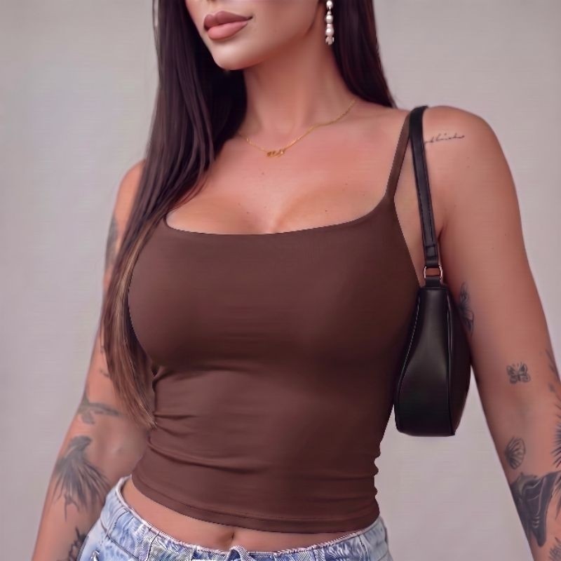 Blusinha Regata Alcinha Fina Tecido Premium Feminina Básica Estilo Casual