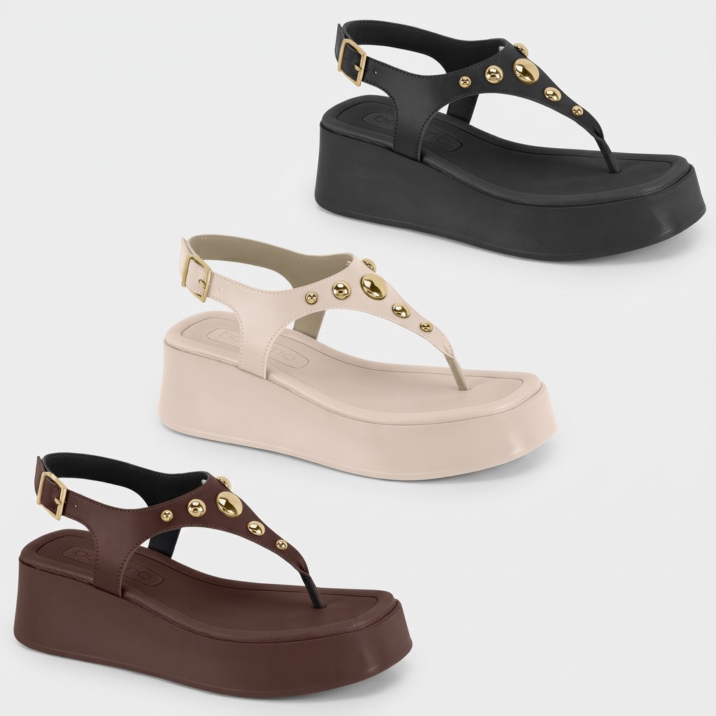 Sandália Rasteira Plataforma Feminina Beira Rio Salto Flatform Tachas Original