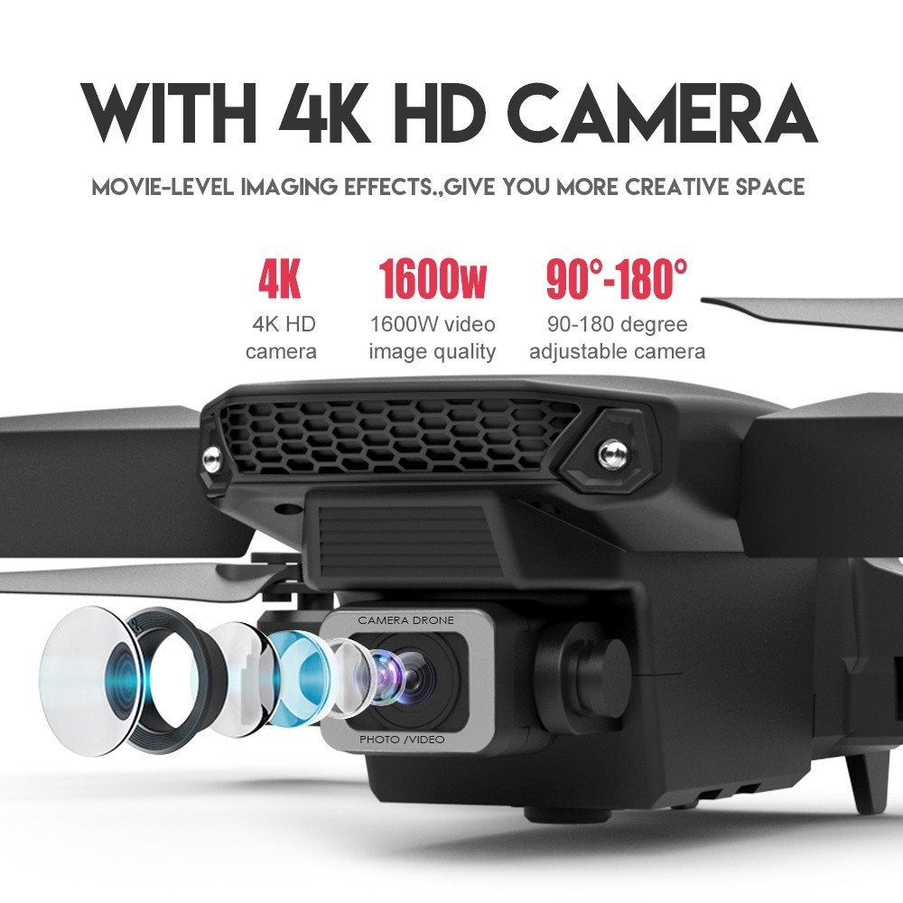 Drone E88 Dual Camera 4K Com 1 Bateria WI-FI PRETO NOVO — imagem 2 de 2