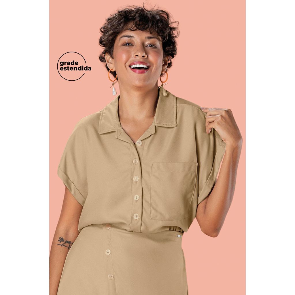 Camisa Feminino Marialícia Bege