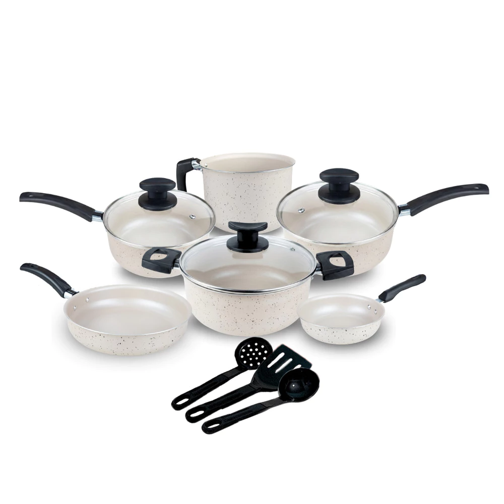 Jogo de Panelas Elegance Antiaderente Teflon 9 Peças Tampa Vidro