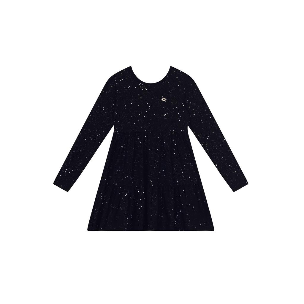 Vestido infantil menina em cotton com glitter Brandili