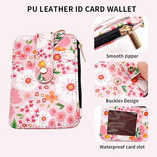 Porta-documentos de silicone com padrão floral e bordas dobradas, porta-cartões, chaveiro e carteira de PU, estilo europ