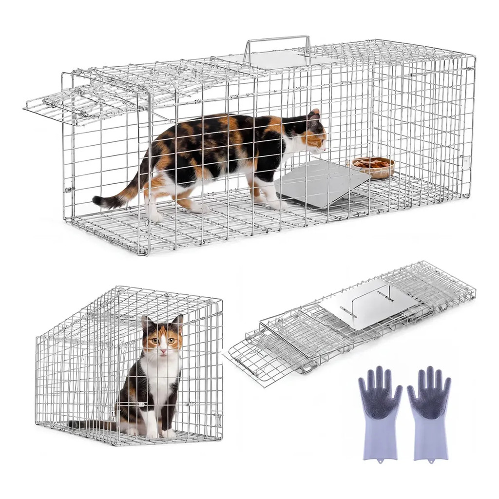 Armadilha multiuso gaiola para gato e rato, captura humana resistente prática para animais selvagens