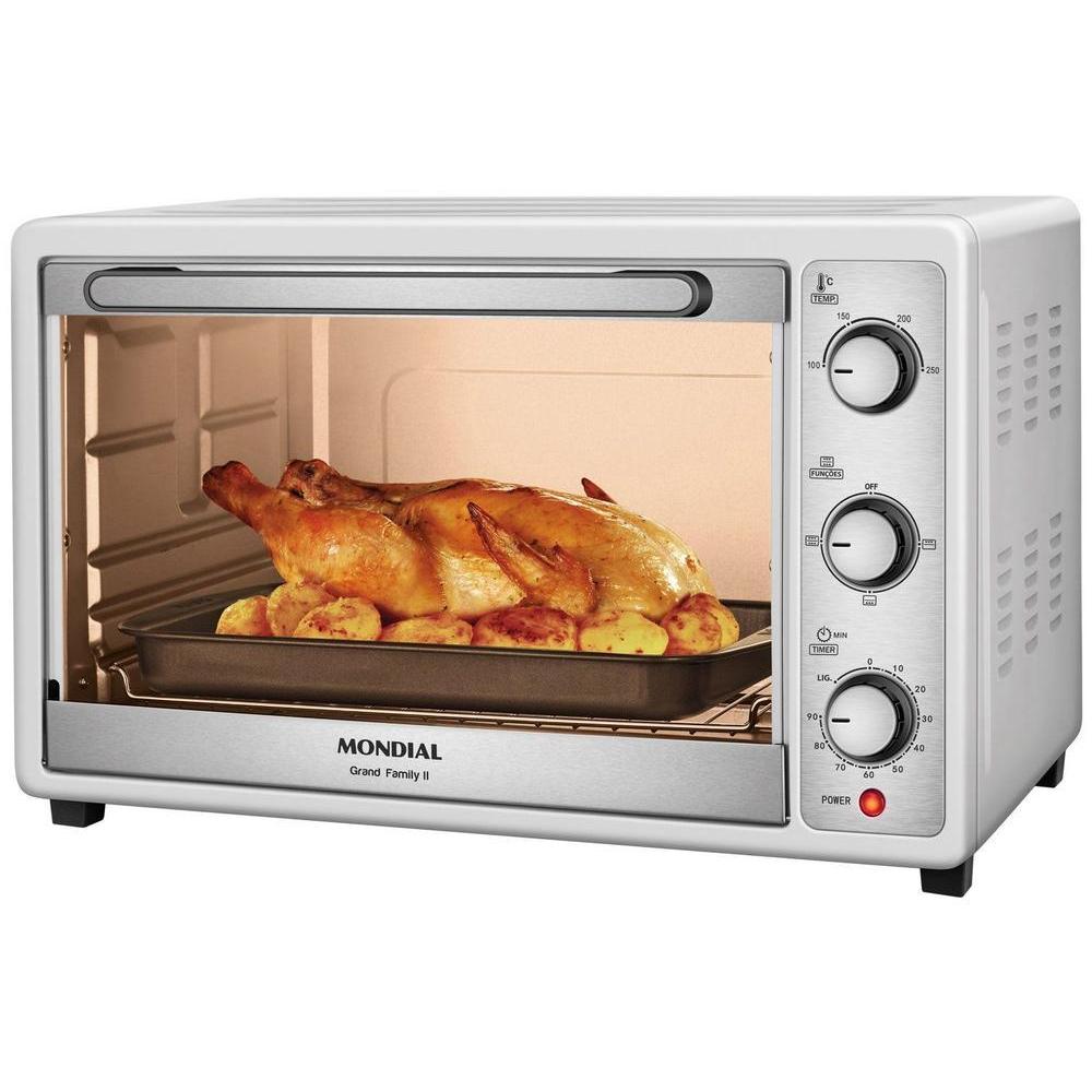 Imagem Forno Elétrico de Bancada Mondial Multifuncional 52L Branco e Prata Grand Family II FRN-52-W