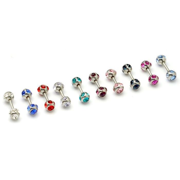 Brincos de aço titânio com diamante completo de dupla face de 5 mm/brincos de aço titânio/brincos Flash/brincos de aço i