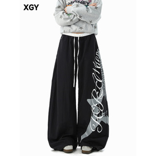 Americano High street guitarra impressão calças casuais homens street Wear carta Design paraquedista calças contraste co