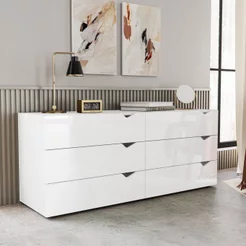 Cômoda 6 Gavetas 63,1x150,1x46 cm Porto Branco Branco