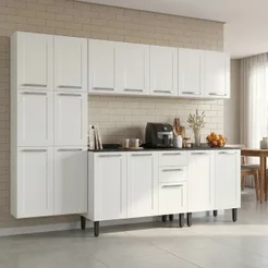 Cozinha Modulada em Aço 5 Peças 16 Portas 2 Gavetas Florença Itatiaia Branco/Neve
