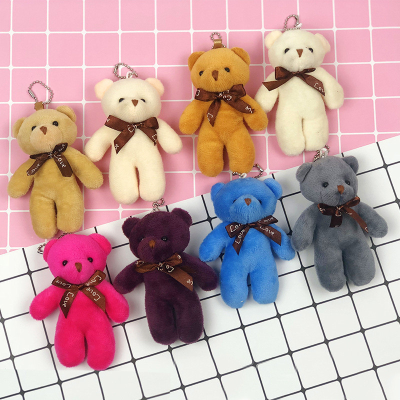 Conjunto de 10 peças, kit de enfeites em forma de urso, buquê de seda lisa, boneco de urso, urso de flores, boneco de ur