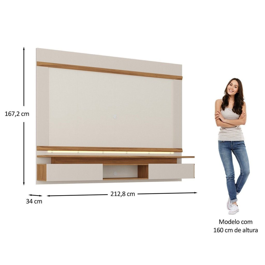 Painel para TV até 75 Polegadas 100% MDF 212,8CMX167,2cm Canelado Branco · foto 2