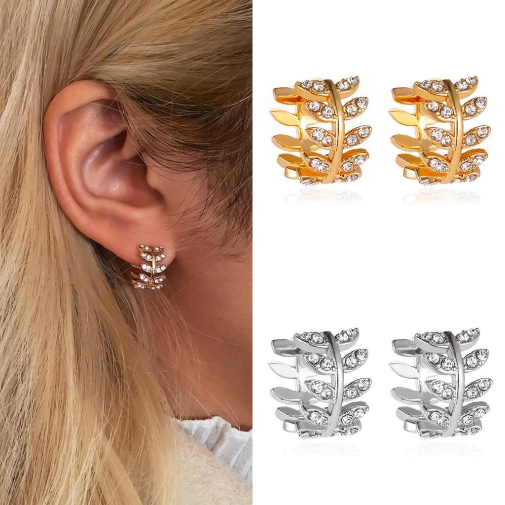 Brincos de folha de orelha de trigo luz diamante brincos de luxo outono inverno moda meninas brincos High-End cheio de d
