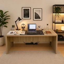 Escrivaninha Mesa Escritório ME4185 2 Lugares 180cm Amêndoa Marrom Amêndoa