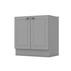 Balcão para Cozinha 2 Portas 80cm com Tampo para Cooktop Emily Cinza/Calcare Cinza/Calcare