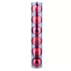 Bola de Natal Cazza Vermelha 6 Unidades 8cm