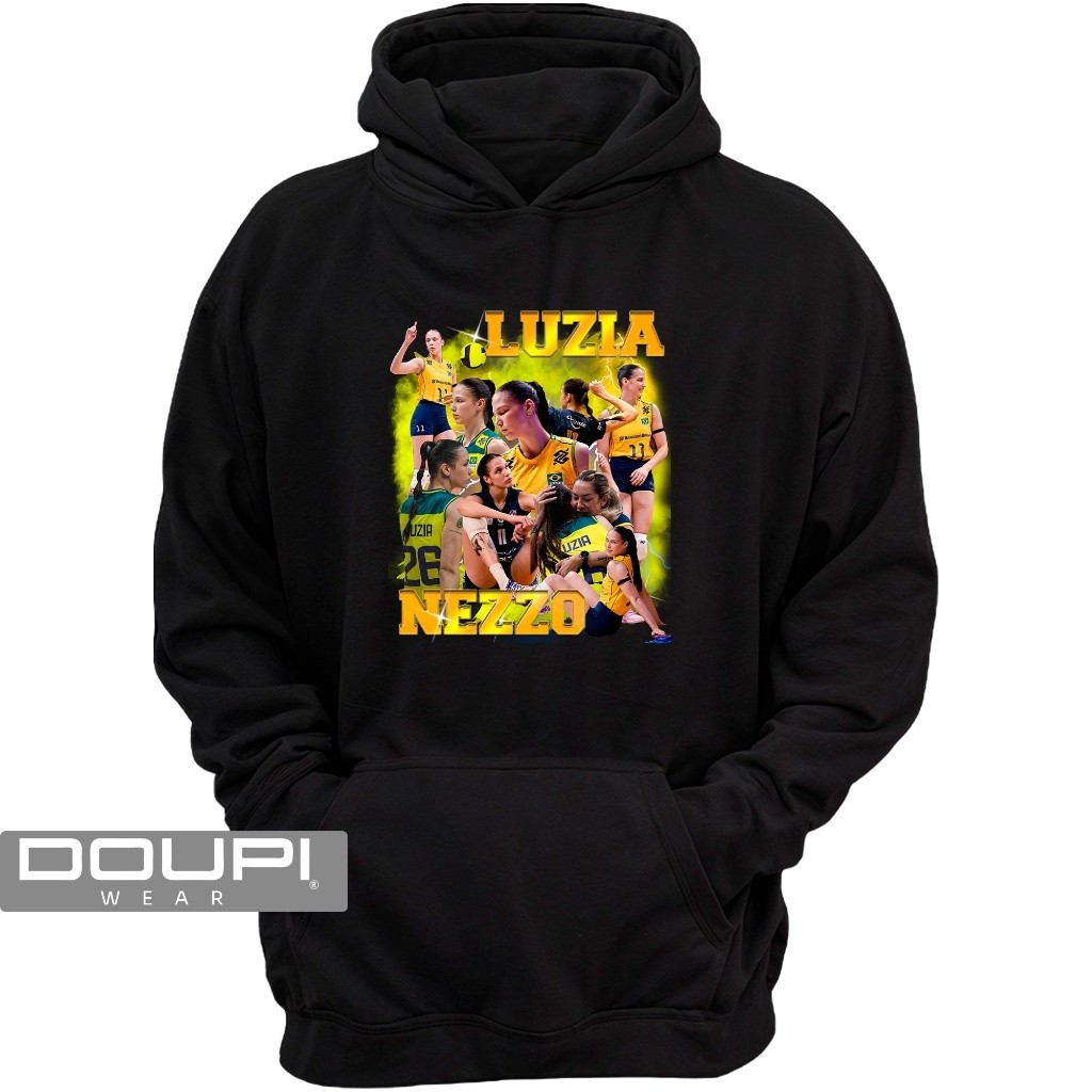 Blusa de Frio Moletom Estampado Luzia Nezzo Jogadora Volei Seleção Homenagem Brasileira Casaco Capuz