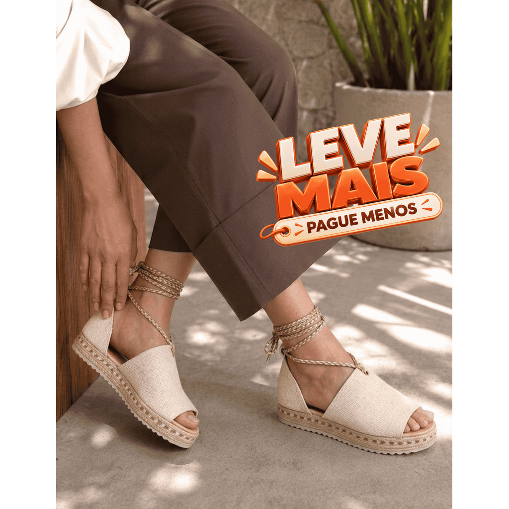 Sandália Feminina Flatform Confortável Plataforma Espadrille Casual Tamanco Amora