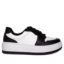 Tênis Feminino Vizzano Casual Recortes Branco/Preto