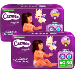 Kit 2 Fraldas Descartáveis Cremer Magic Care Hiper XG 50 Tiras