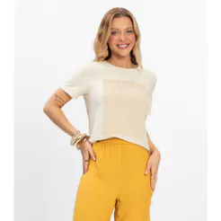Blusa Feminina Visco Creponada Rovitex Bege