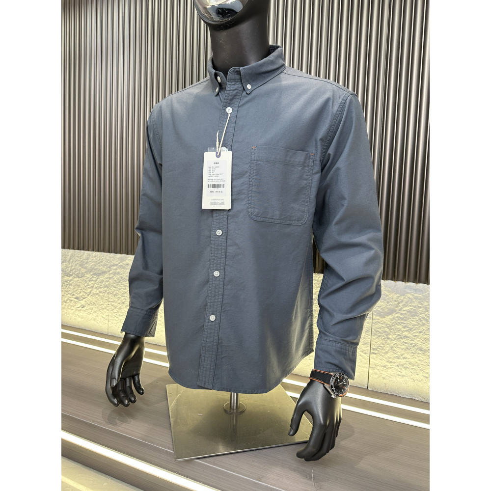 Estilo Americano!Textura Pesada!Primavera masculina comércio exterior algodão lavado manga comprida cor sólida Casual ca