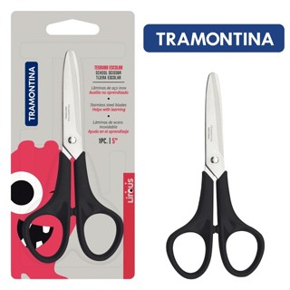 Tesoura Escolar Tramontina 5' Sem Ponta Redonda Aço Inox em Oferta na Shopee