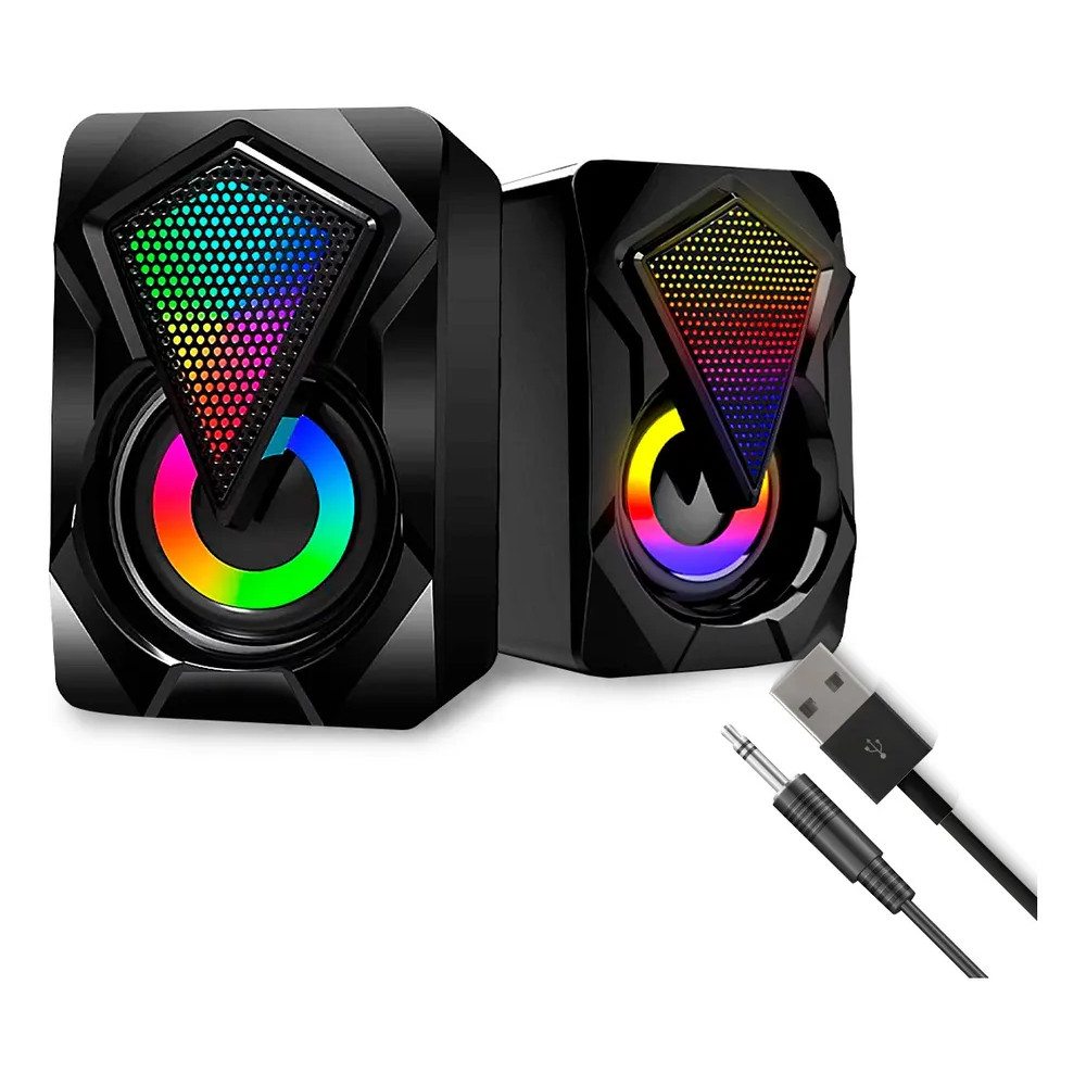 2x Caixa de Som Potente RGB PC Portátil USB P2