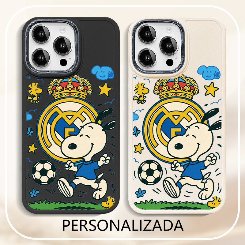 Capa Para iPhone15 14 13 12 11 pro MAX iPhone 6 7 8 6s XS XR Plus DDXK Moda Bonito Futebol Real Madrid snoopy