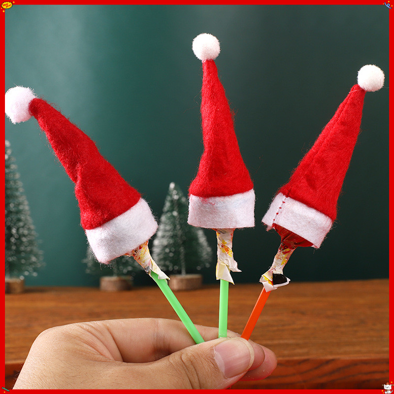 Mini pirulito chapéu de natal mini chapéu de natal pequeno cachecol natal garrafa de vinho tinto boné maçã pequeno chapé